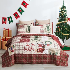 High Color Fastness Ultra Soft Non Fading Christmas Luxury Pillowcases Bedspread Bed Sheets Set