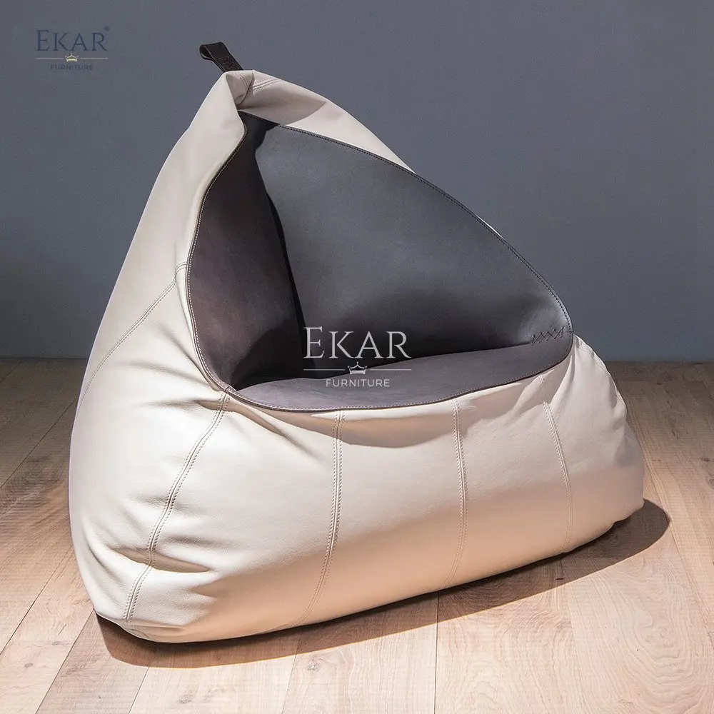 product bean bag chair with polystyrene particle filling and full leather cover-59