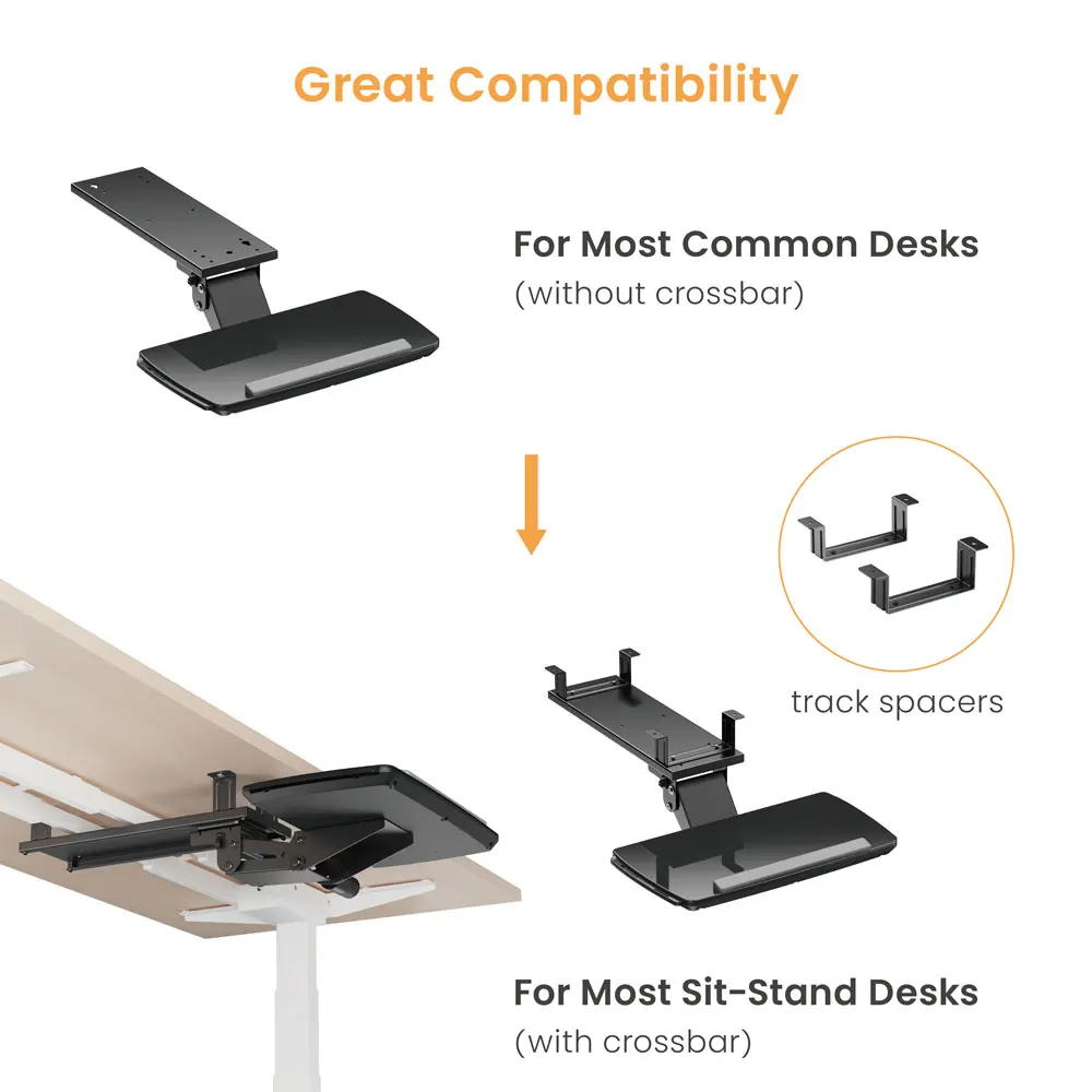 Ergonomic Sliding Adjustable Underdesk Shelf Computer Swivel Under Desk Keyboard Tray With Mouse Pad for Gaming Home Office Desk
