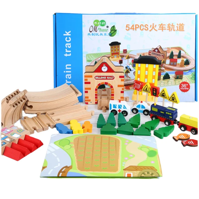 Дешевый Деревянный Железнодорожный трек из бука, Игрушечная детская трековая игрушка, оптовая продажа, куклы, дешевые плюшевые игрушки-животные