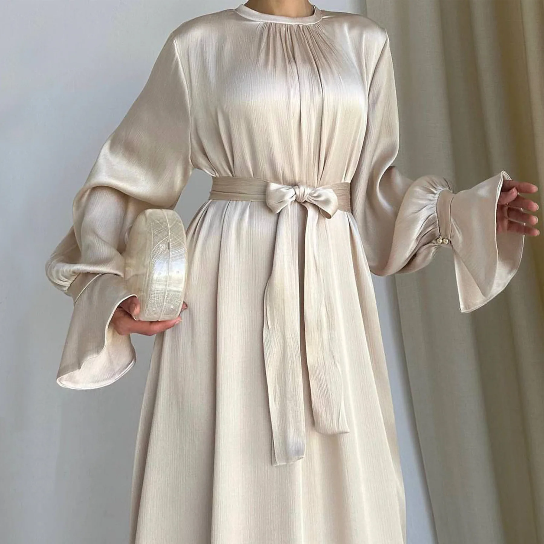knee length dresses for ladies HERA SILK LONG SLEEVE DRESS main image 1