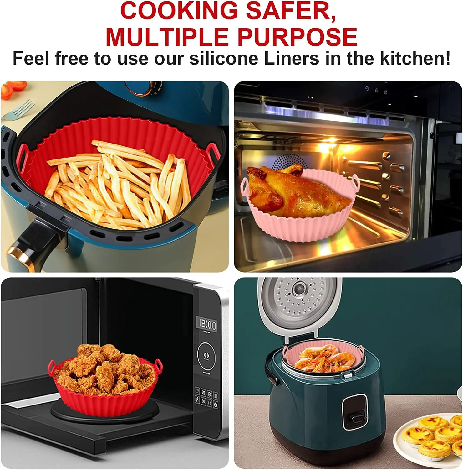 Silicone Air Fryer Liner Reusable Air Fryer Silicone Basket Heat ...