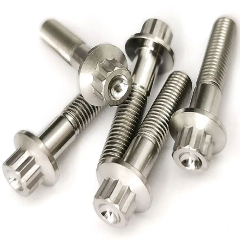 OEM Special Customized M7 M10 Titanium Gr2 Gr5 TA2 TC4 Anodized 12 Point Flange Bolt with 12 Point Flange Nut