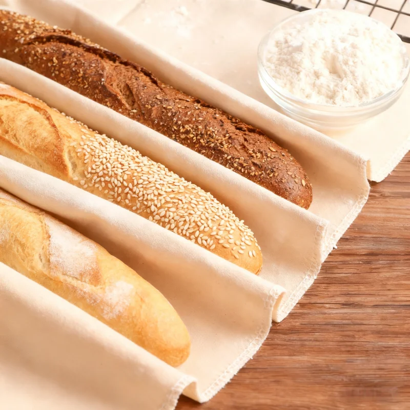 پارچه اُرَکِ بکینگ مالتی سایز کتان و پنبه‌ای قابل سفارشی‌سازی، برای خمیر تهیه نان باگت تخمیر شده و لوازم بکینگ و شیرینی‌پزی