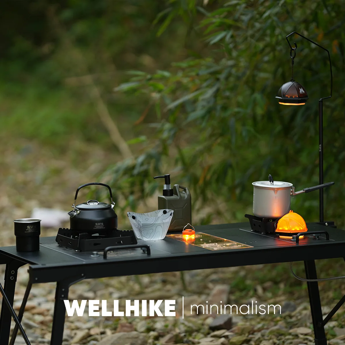 WELLHIKE IGTテーブル アルミ合金製 108cm 4ユニット WELLHIKE Adjustable Height Aluminum Folding Camping Table for 4