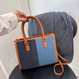 Women's Handbag Patchwork Denim Tote Bag Large Capacity Bag Ladies Fashion Purses Big Size Sacs