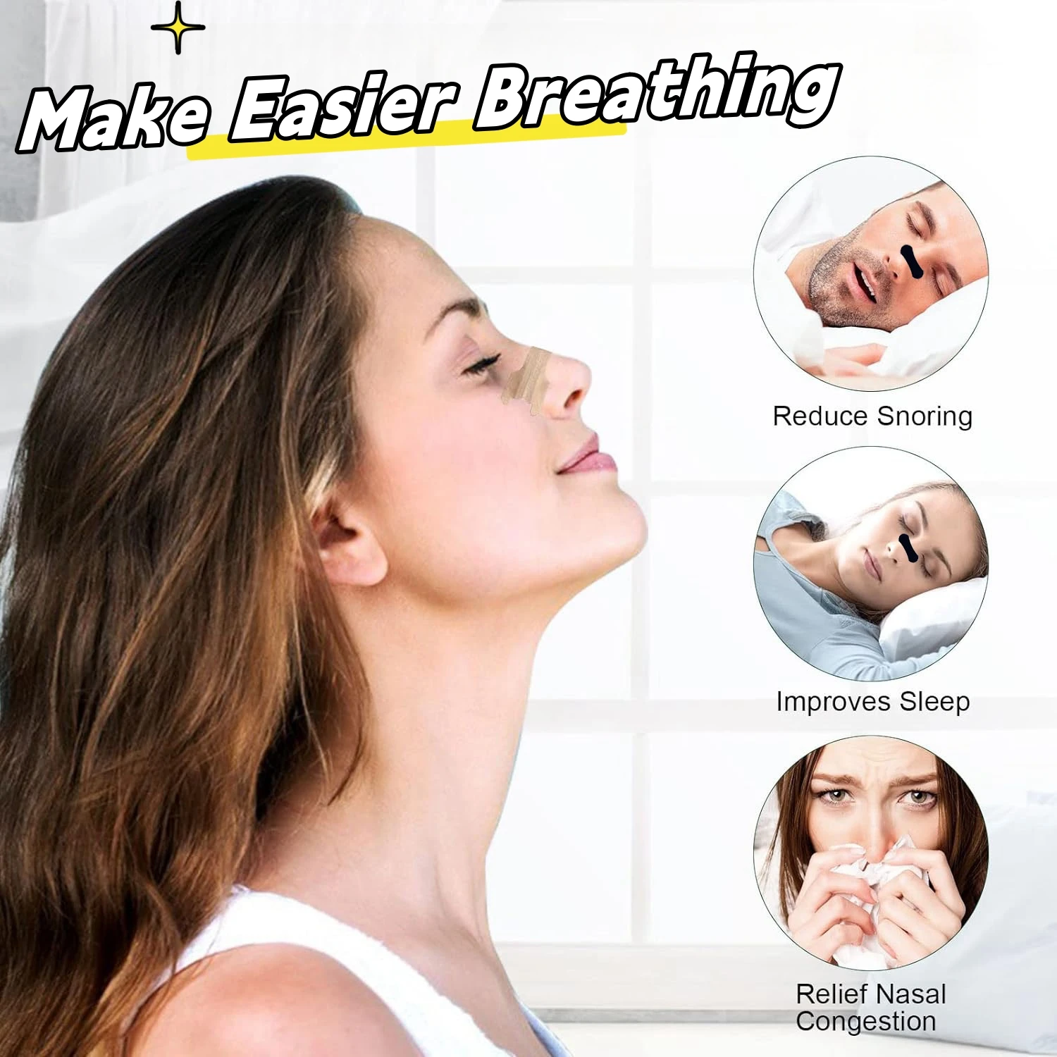 HLK CE Approved Extra Strength Nonwoven PE Waterproof Nose Breathing Anti Snoring Sleep Nasal Strips for Better Breath