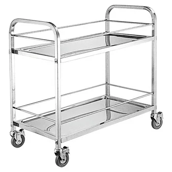 Two-Layer Mobile Food Cart with Thickened Stainless Steel Best Price Meat Trolley for Kitchen Use Hotel & Restaurant Supplies