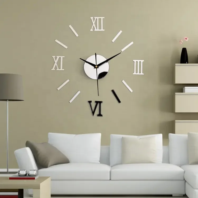 Fancy Diy 3d Decorative Removable Reloj Pared Sticker Wall Clock For