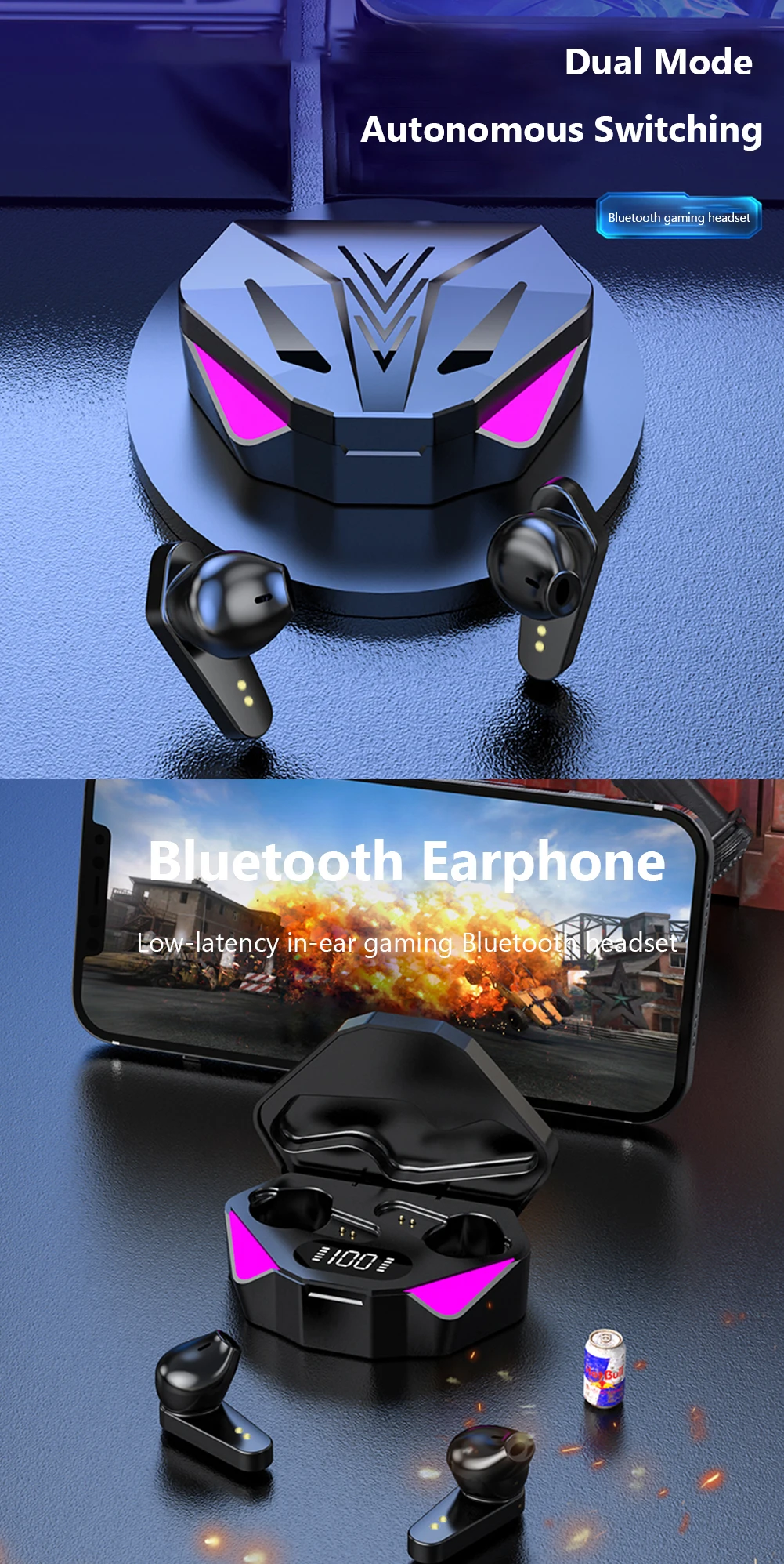 X15 TWS Gaming Earphones Wireless Low-latency noise-cancelling headphones With LED display For phone - ANKUX.COM