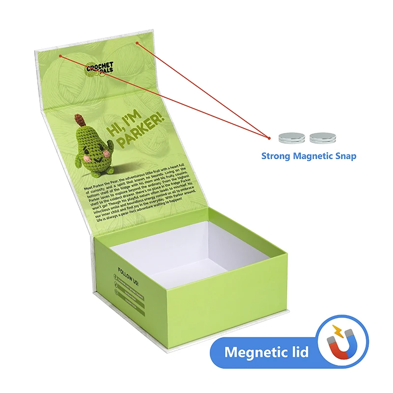 High-End Magnetic Closure Book Shaped Recycled Materials Crochet Starter Kit Gift Box