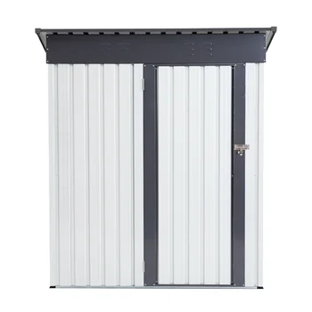 5x3x6ft  Garden Metal Storage Lifter Shed Gray White outdoor storing tools Rainproof Hinge door version