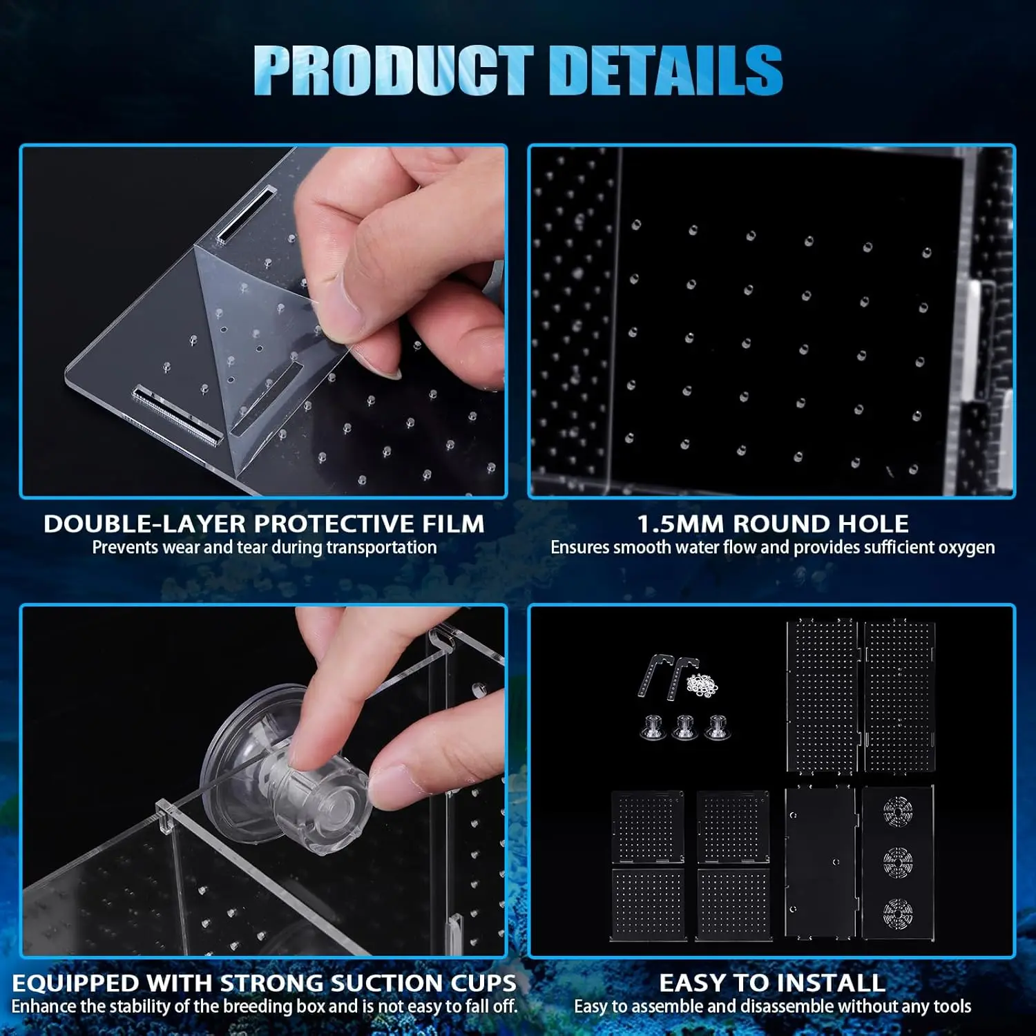 Free Sample Fish Breeding Box Acrylic Fish Aquarium Hatchery Incubator With Suction Cups Fish Accessories Isolation Box