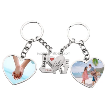 Fashion DIY Design Printed 2 Pieces Combined Love You Keychain Sublimation Blank Key Ring