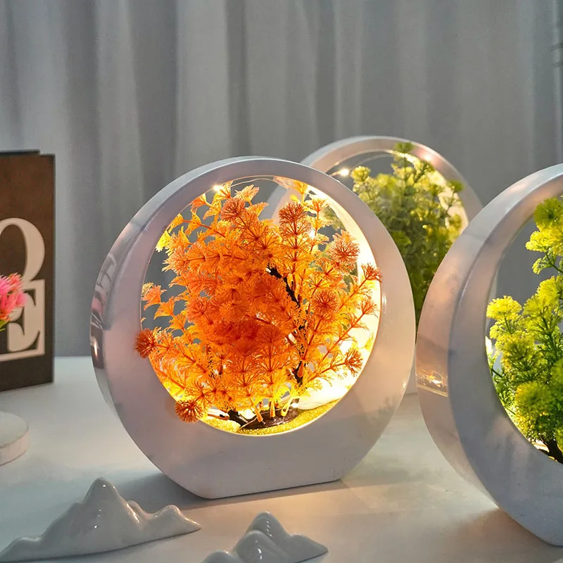 DREA Fabrik knstliche kunststoff-knstliche Blumenpflanzen kreativer  leuchtender Bonsai mit LED-Licht Schreibtisch-Schmuck