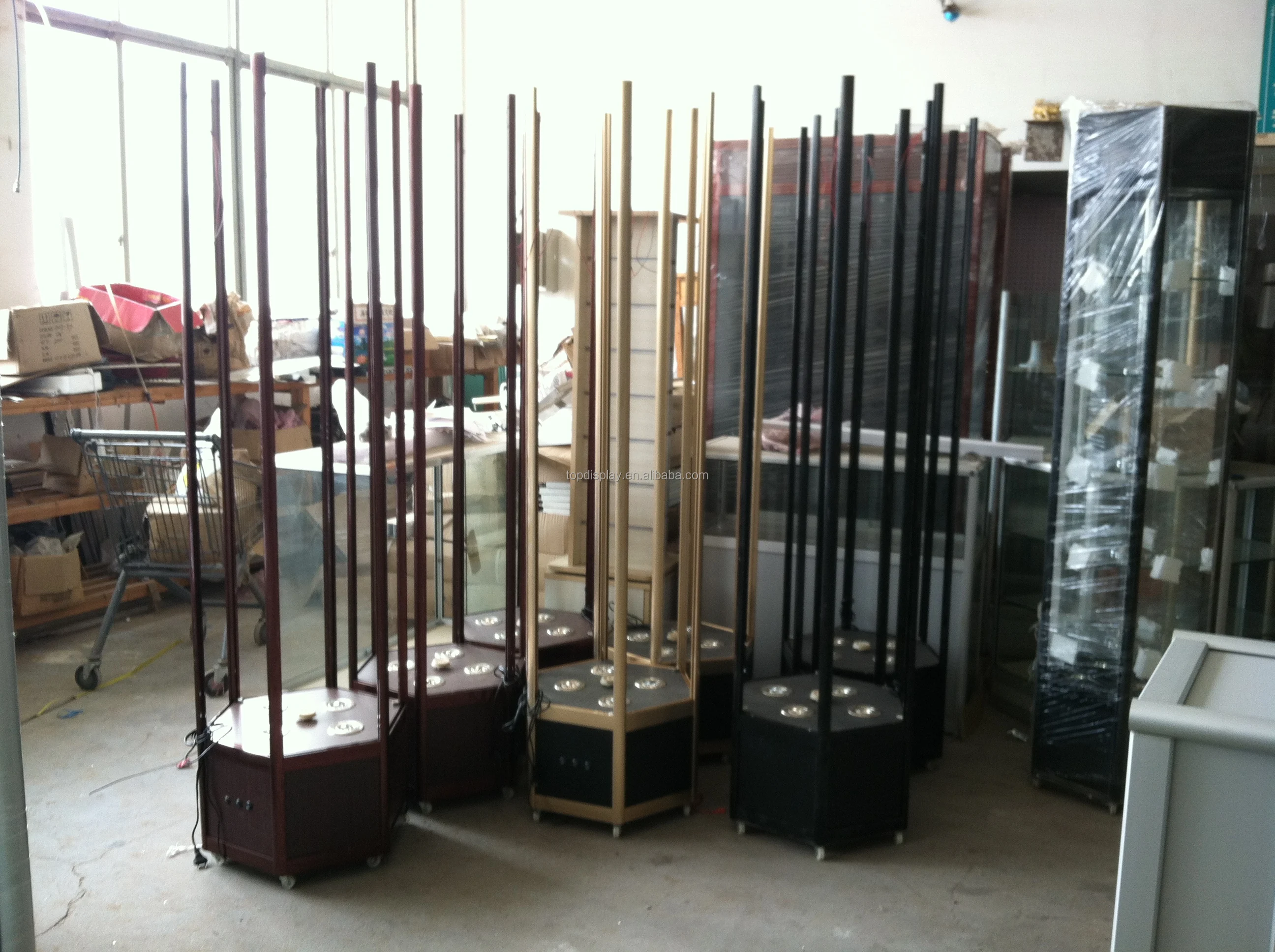 Hexagonal Electrical Revolving Glass Display Cabinet/revolving Glass showcase with Lock