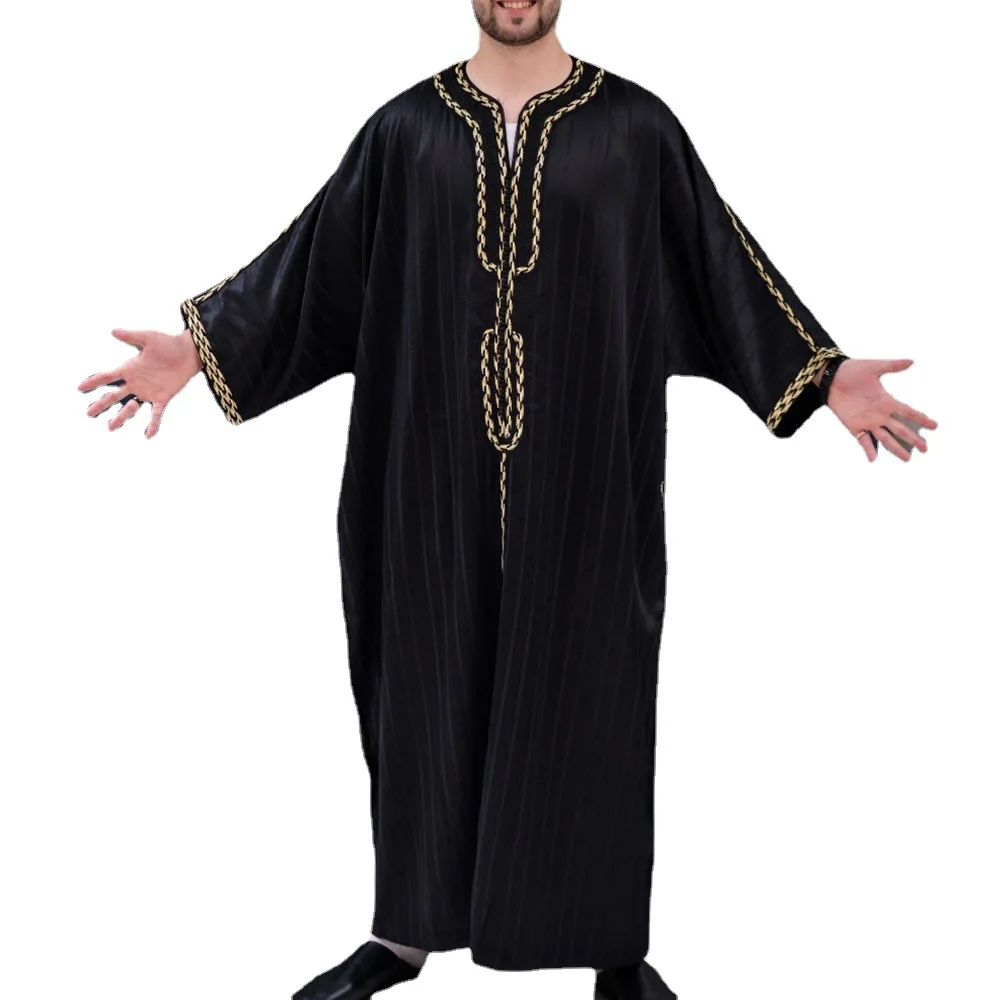 Abaya-ropa Árabe Musulmana Para Hombre,Vestido De Caftán Jubba Thobe Con  Cuello Levantado,Ropa Islámica Modesta Con Estampado Dorado,2022 - Buy  Abaya Hombre Musulmán,Árabe Hombres Ropa,Vestido De Product on 