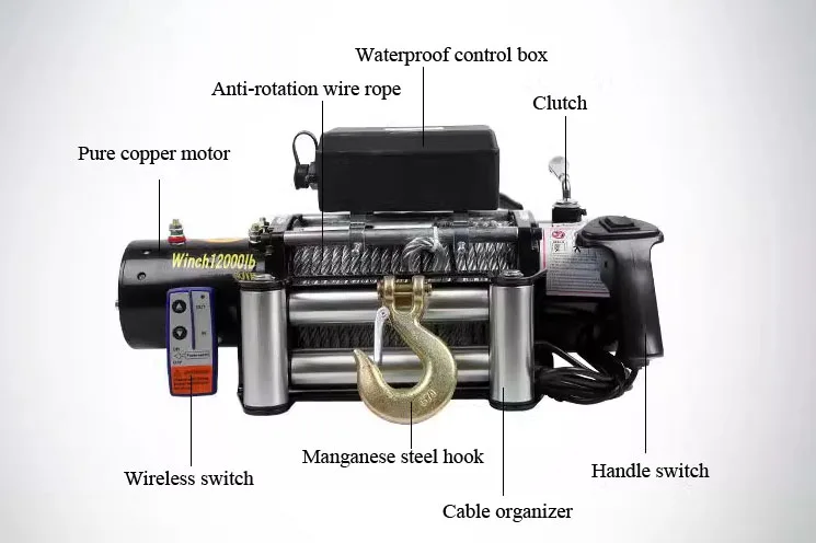 電動ウインチ12v車載クレーン電動ホイスト24Vオフロード車セルフ