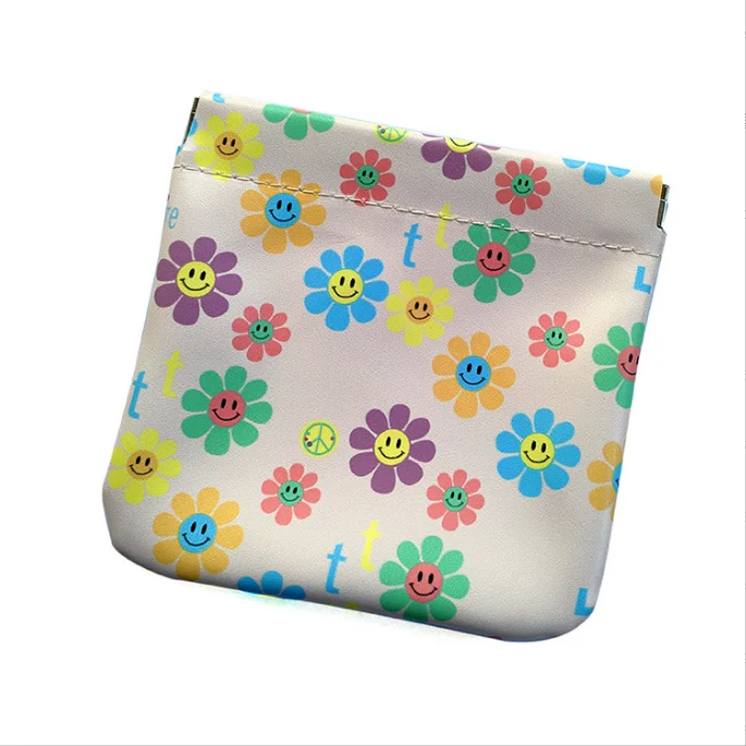 Custom Emboss Printing Squeeze Pu Leather Bag for Coin Jewelry Storage Closing Magnet Leather Jewelry Pouch