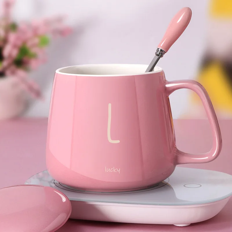 55 Degrees Christmas Cup Electric Heat Cup Coffee Ceramic Mug Warmer Heating Smart Mug With Heating Wireless Coaster