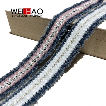 denim lace tape jean frienges for women's garment can be customized different colors lace