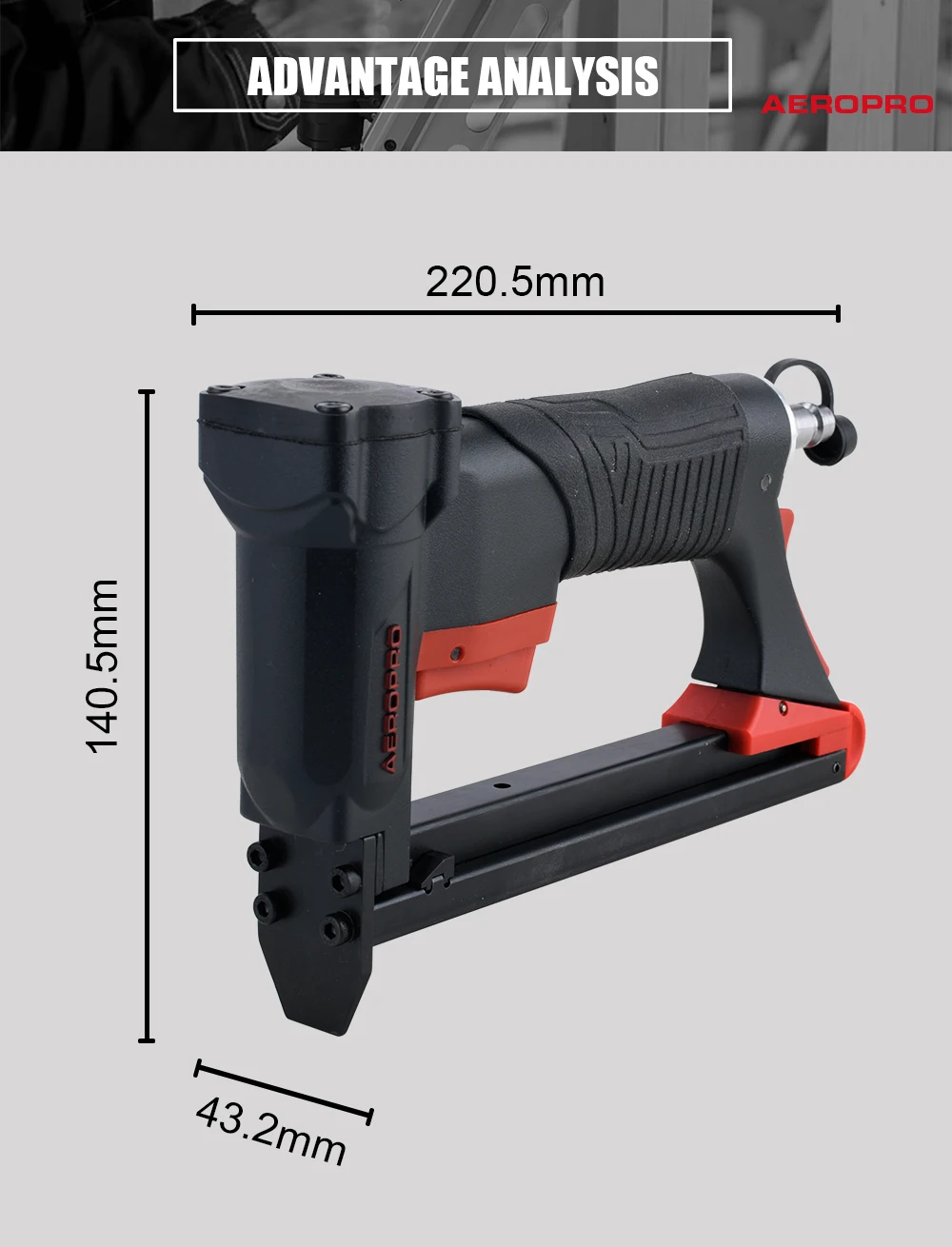 AEROPRO A8016 Pneumatic Narrow Crown Mini Stapler 6-16MM Air Stapler Gun 21 Gauge Nailer Industrial Furniture Making Tool