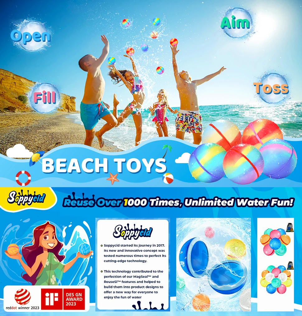 Magnetic Reusable Water Balloons: 8 Pack Refillable Water Bomb Splas