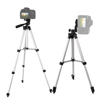 3110 Aluminum Alloy Tripod 360 Degree Adjustable Cradle Head Retractable Height for Camera and Mobile Phone Stand detail image