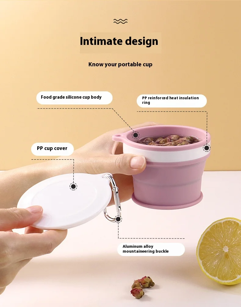 Factory Wholesale Customizable Modern Telescopic Coffee Cup Portable Silicone Folding Water Cup for Travel Camping Food Grade factory