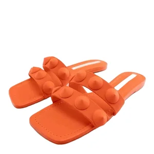 Custom square Head Circular Designer Shoes Sandals for Women and Ladies Flat Bottom Luxury slippers Femmes Fashion