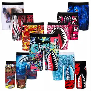 Hot Selling Male Shorts Brief Printed Sports Casual Seamlesss Underwear Long Legs Boxer Men