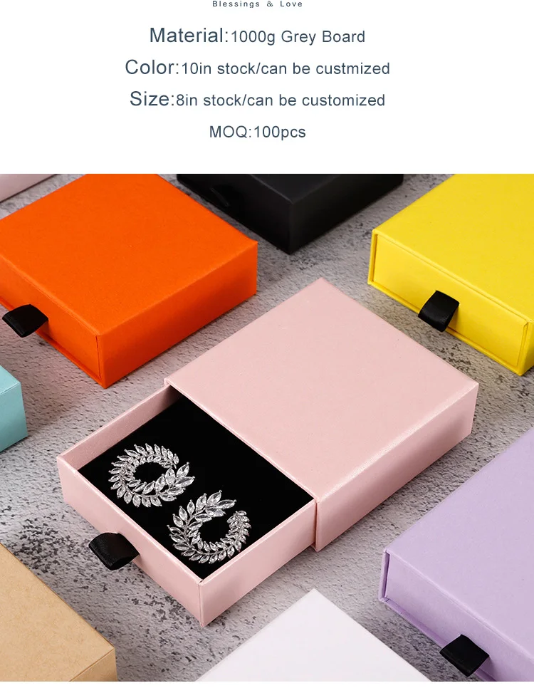 Customized Luxury Colorful Cardboard Bracelet Gift Paper Slide Drawer