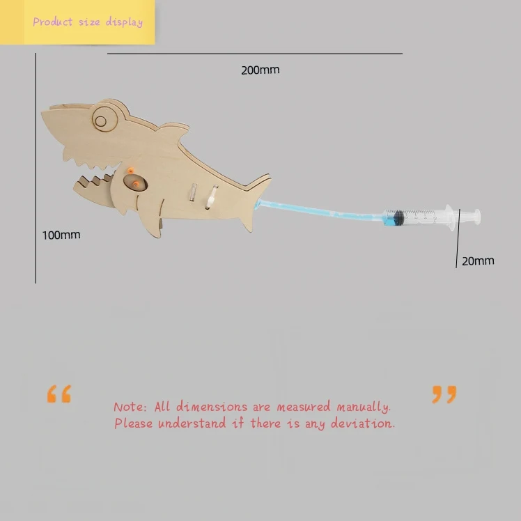 Science Experiment Material Package Hydraulic Shark Model Wooden Toys STEM Education Physics Teaching Aids for Primary School