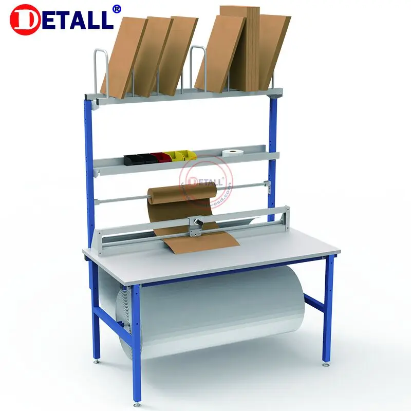 Warehouse Packaging Boxes Packing Station Table With Picking Trolley