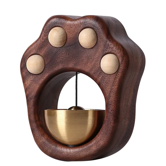 Wooden Cat Claw Door Chime Brass Magnetic Zen Walnut Doorbell antique shopkeepers bell
