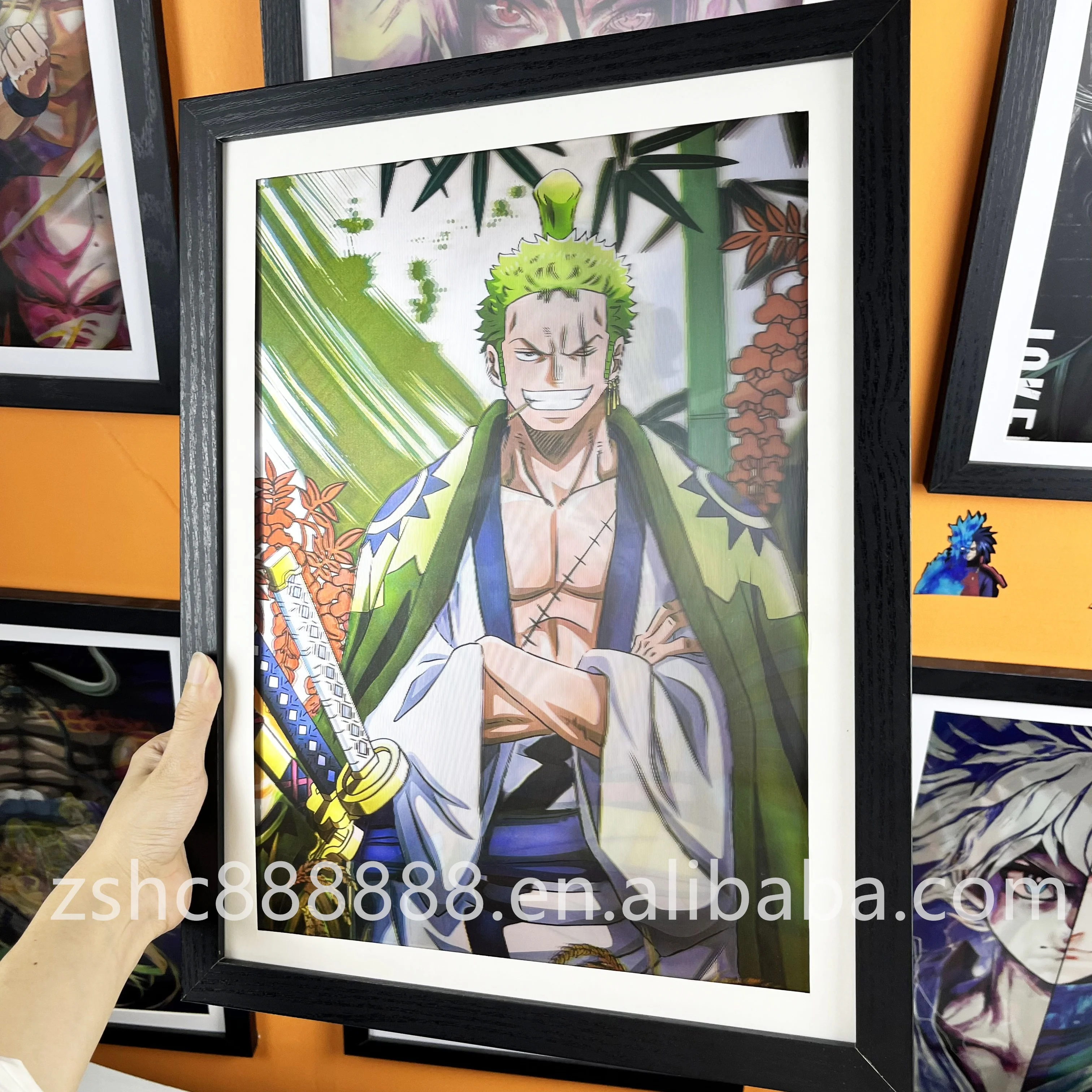 Newest Designs Anime One Pieced Posters Three Characters Sanji Luffy Zoro 3D Lenticular Flip Posters Wall Art Room Decor