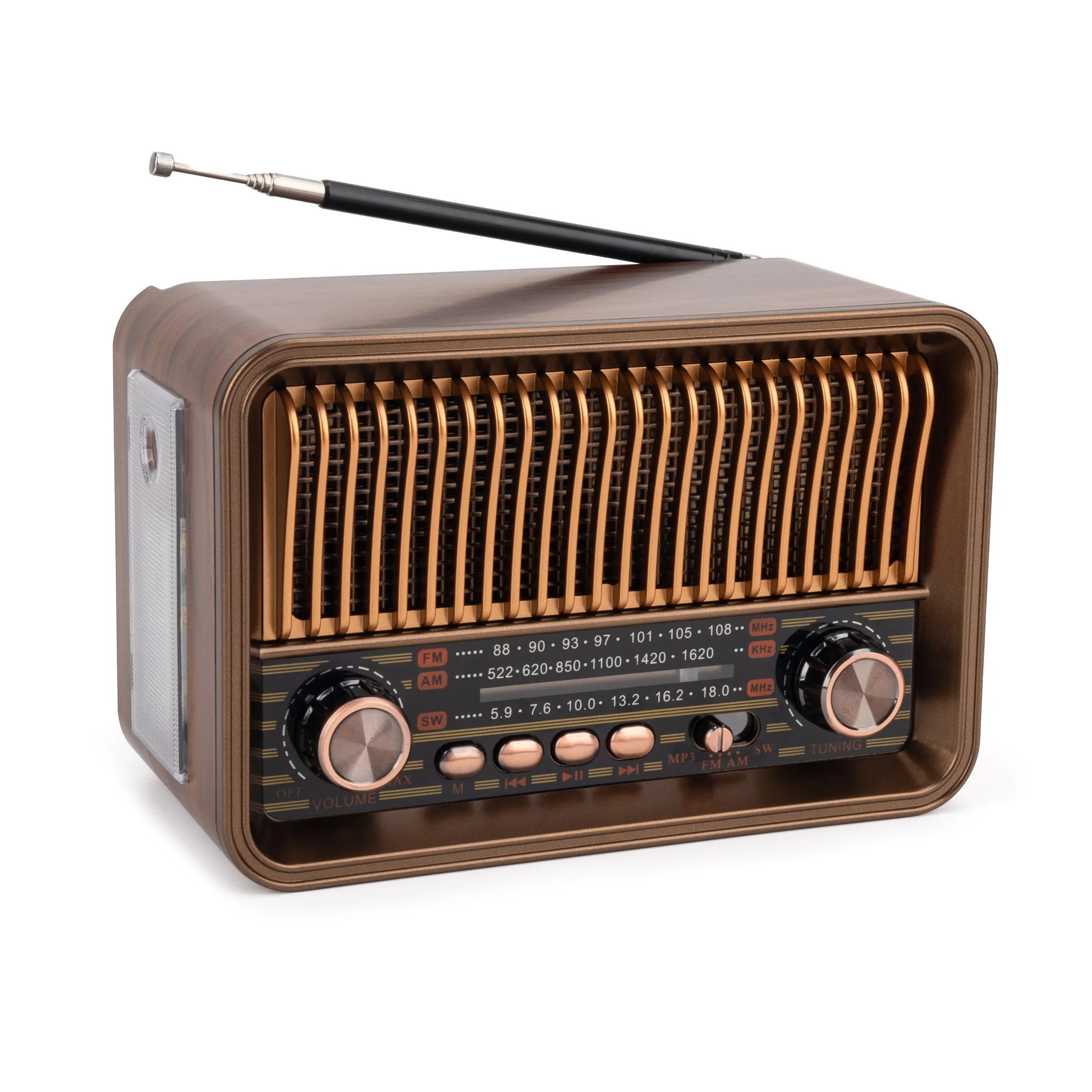 Luxury Classical Portable Solar AM FM Radio with USB for Bluetooth & Flashlight Hot New Type Plastic Material