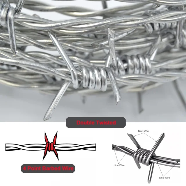 High quality 500 meters barbed wire fencing Hot galvanized 4 Point barbed wire Farm Wire for Sale