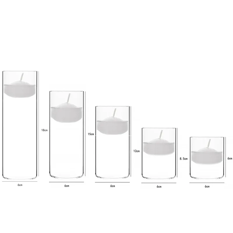 Wedding Water Decor Tall Candle Jars Large Clear Empty Glass Cylinder Floating Candles Holders
