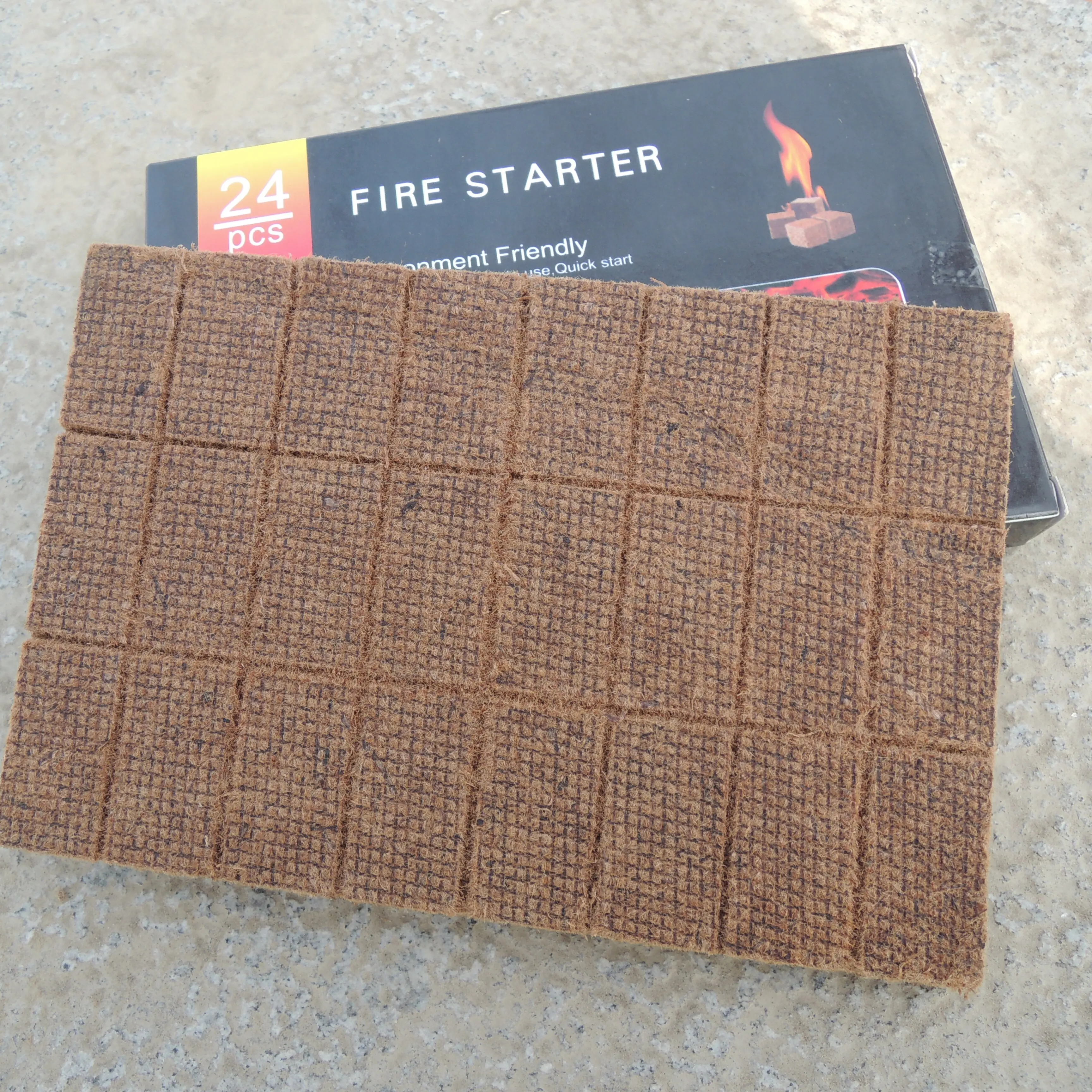 Natural Wood Fiber Fire Starter Cubes with Paraffin Wax Mesh Accessory for Fireplace Barbecue Survival Gear