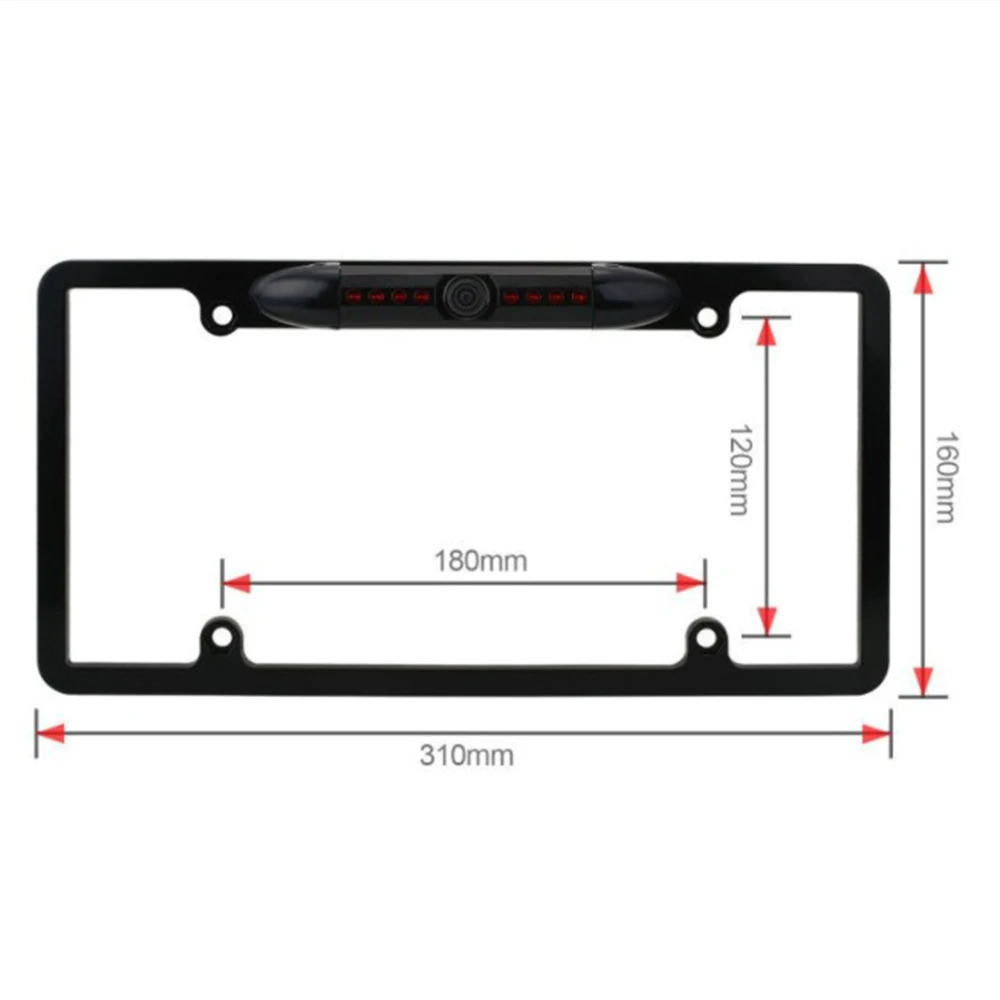 License Number Plate Frame Camera Waterproof Infrared Night Vision HD Reversing Camera 8 IR Lights 170 Degree Rearview Backup