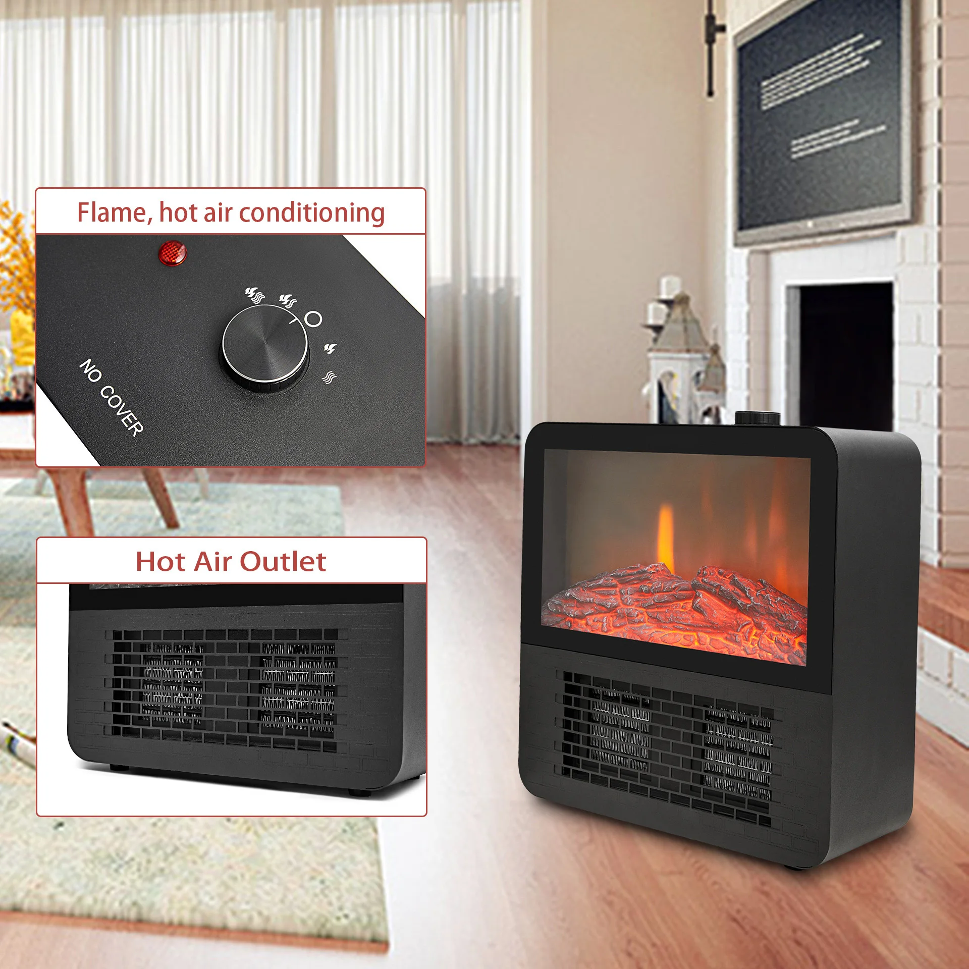 Wholesale New Simulation Flame High Product Winter Portable 1600w Ptc