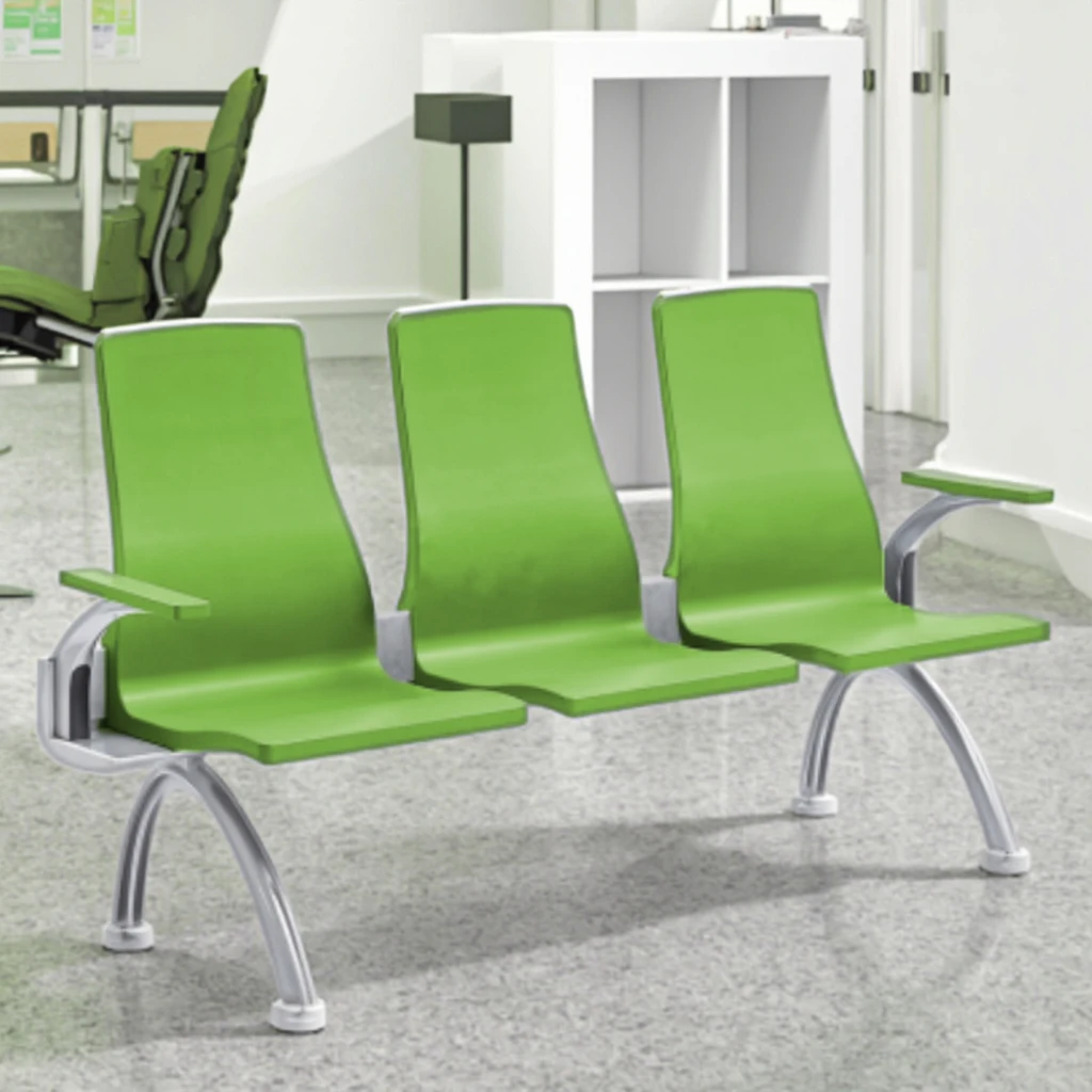 Customizable Color Modern PU Monoblock Hospital Chairs with Ergonomic Shaped Steel Beam 4