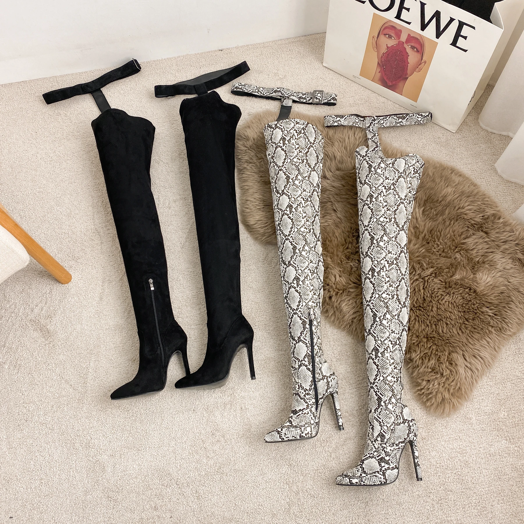 Shop Our Latest Buckle Strap Thigh High Boots with 11 Cm Heels