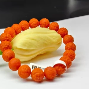 Unisex Retro Style Nan Hong Bracelet Engraved with Chinese Smiling Face Buddha Suitable for Gifts or Parties