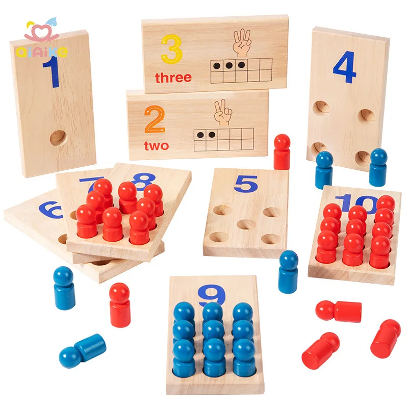 Double-Sided Montessori Wooden Learning Math and Numbers Manipulatives Materials Counting Peg Board