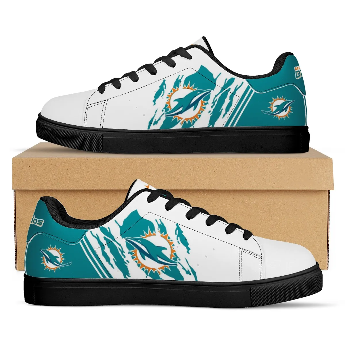 Wholesale Moq Dropshipping Customized Printed Logo Football Team Miami  Dolphins Sepatu Sneaker Women Mens Casual Shoes Buy Dolphins