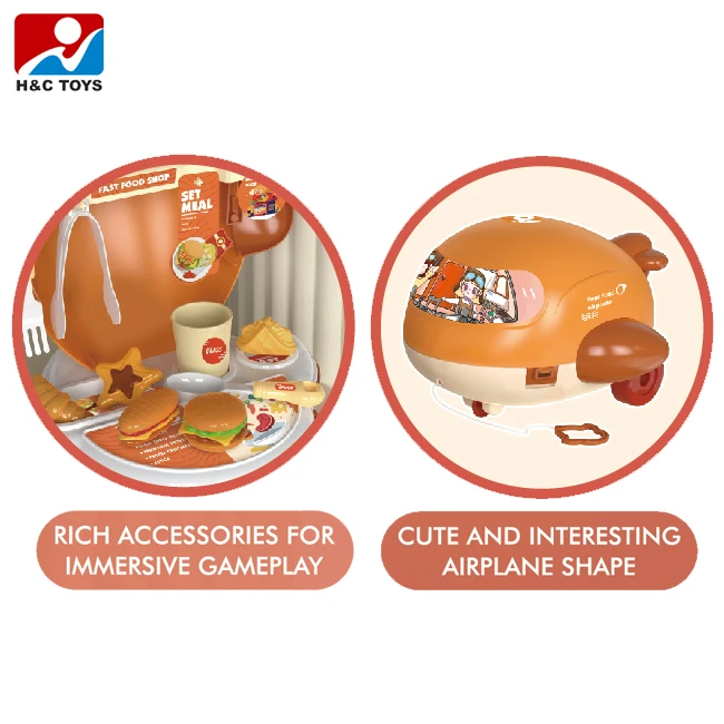 Simulation Play Hamburger Bread Shop Set Toys Cartoon Airplane Fast Food Novelty Toy