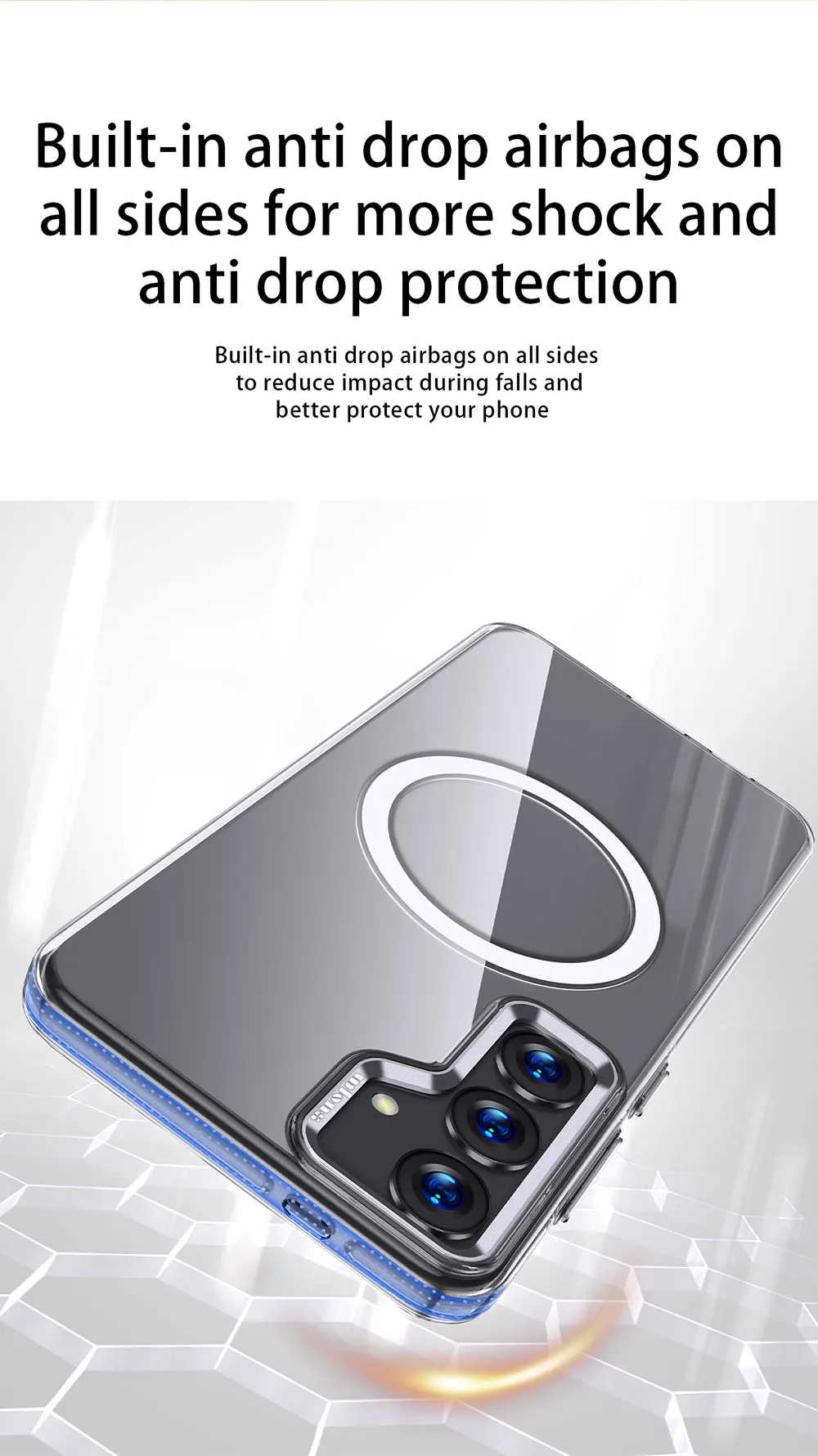 Transparent Phone Case For Samsung Galaxy S24 Plus Ultra S24+ Camera Protector Magnetic Ring Clear Airbag Hard Pc Wls84 Wlons supplier