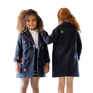 Navy Blue Girls Winter Coats with Cute Bows Headband Parkas Outwear Jackets for Parties Sizes 2-12 Years